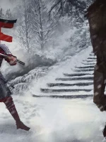 Samurai dueling in the snow painting