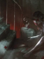 Vampiress feeding digital painting