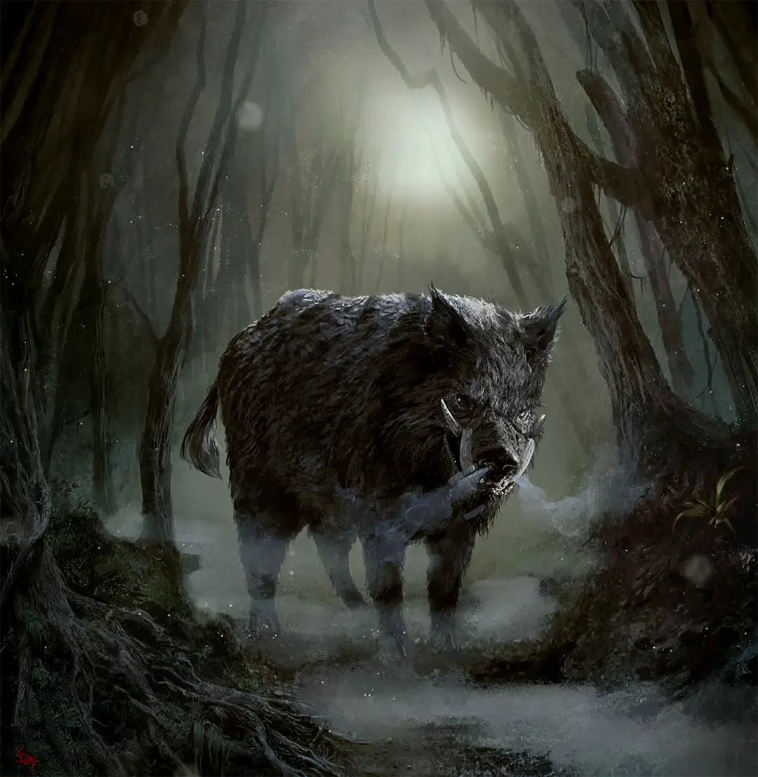 Wild boar painting